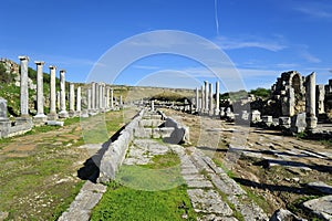 The main road in old city Perga, Turkey photo